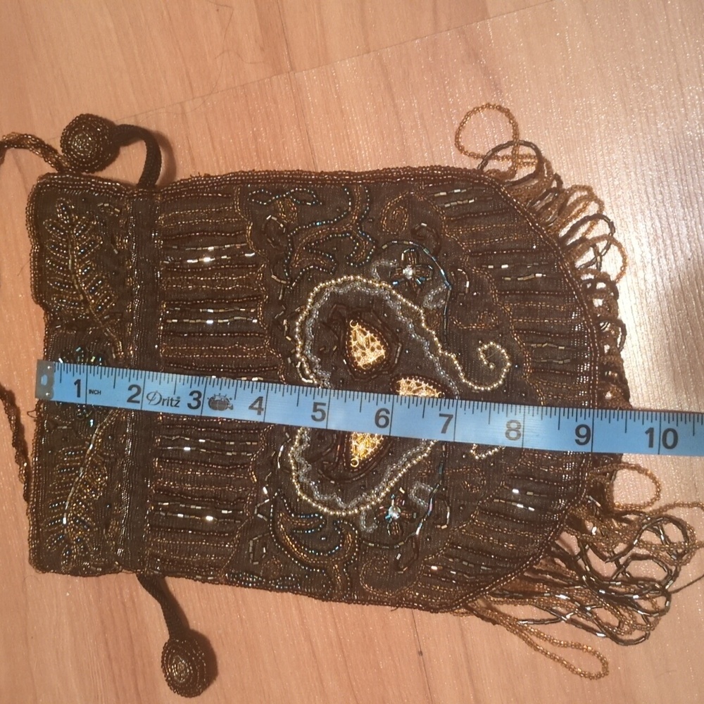 BEADED VICTORIAN Purse Renaissance Retro Drawstring Gothic Costume BEAUTIFUL - Picture 6 of 7